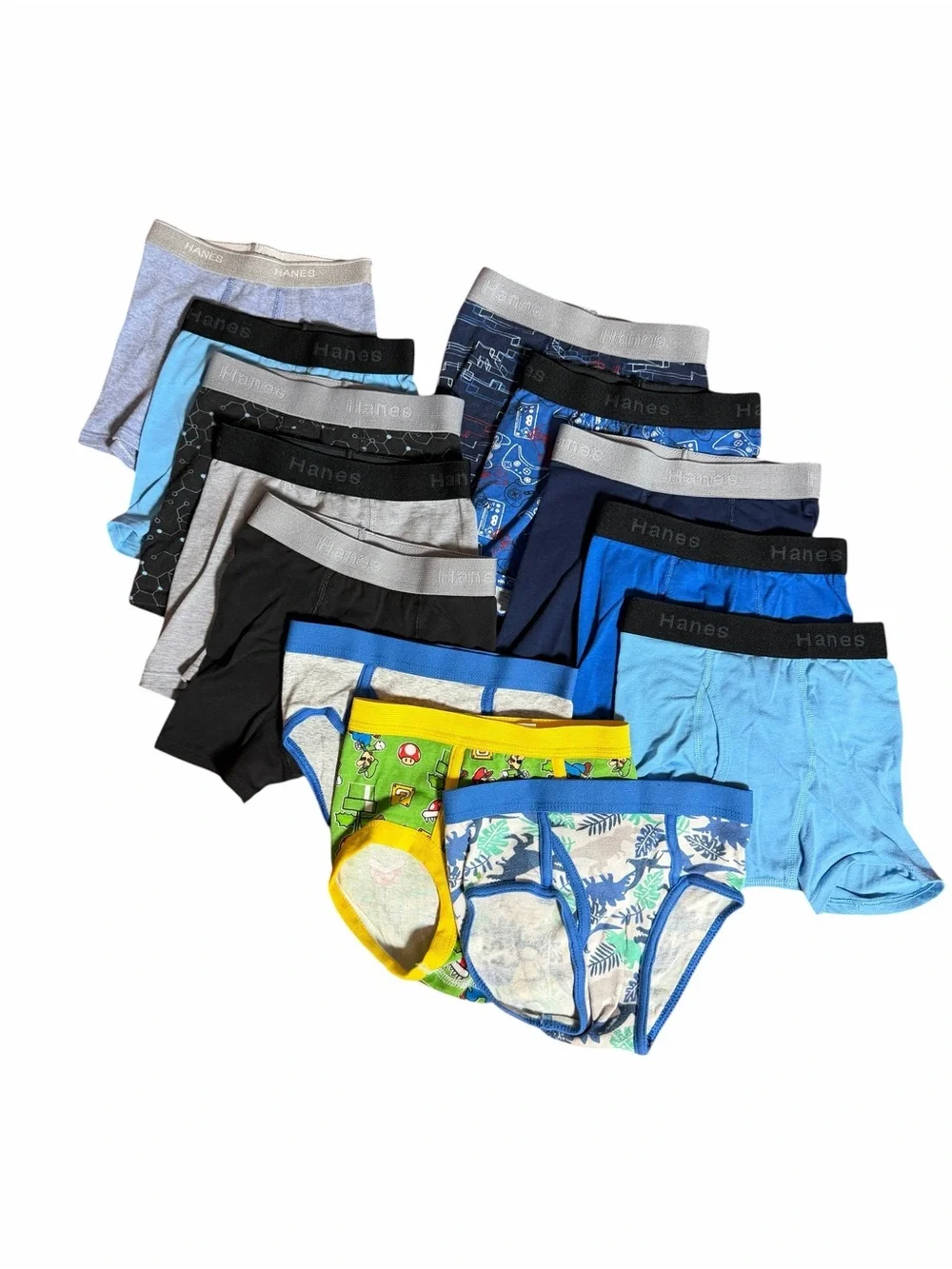 Hanes Boys' Briefs Pack GAMER Cotton Stretch size S (4/5) BUNDLE OF 13!!